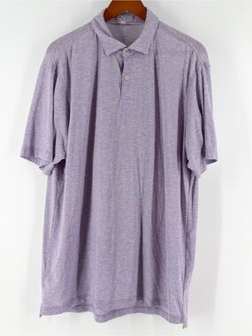 Peter Millar Men Large Dri-Release Natural Touch Polo Plum Smoke Short Sleeve